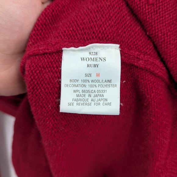 VTG Woolrich 100% Wool Sweater M Red Quarter Zip Pullover Made Japan Cozy Preppy - Picture 6 of 7